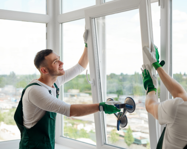 Pose de fenêtre double vitrage PVC